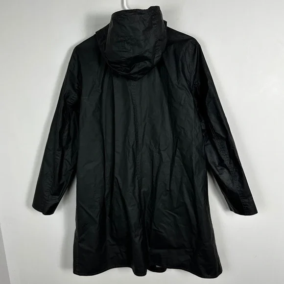MO851 Canada Black Hooded Rain Jacket Womens Size 8 Style VCP9724 Full Zip Coat - Picture 13 of 16